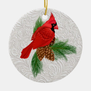 Joli ornement d'oiseaux rouges