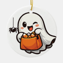 Joli Ornement en Céramique de Fantôme d'Halloween