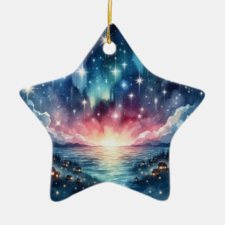 Joli ornement en étoile de Noël, nuit étoilée
