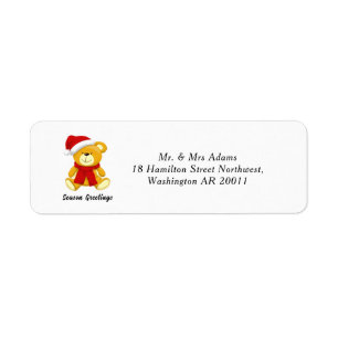 Joli ours en peluche Joyeux Noël Adresse de retour