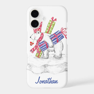 Joli ours polaire de dessin animé avec des cadeaux
