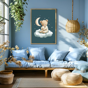 Joli Ours sur Nuage Art Mural pour Chambre de Nour