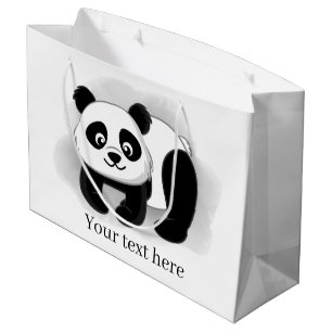 joli panda ours ajouter texte Grand sac cadeau