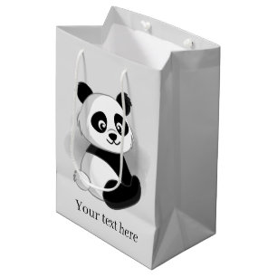 joli panda ours ajouter texte Medium Cadeau sac