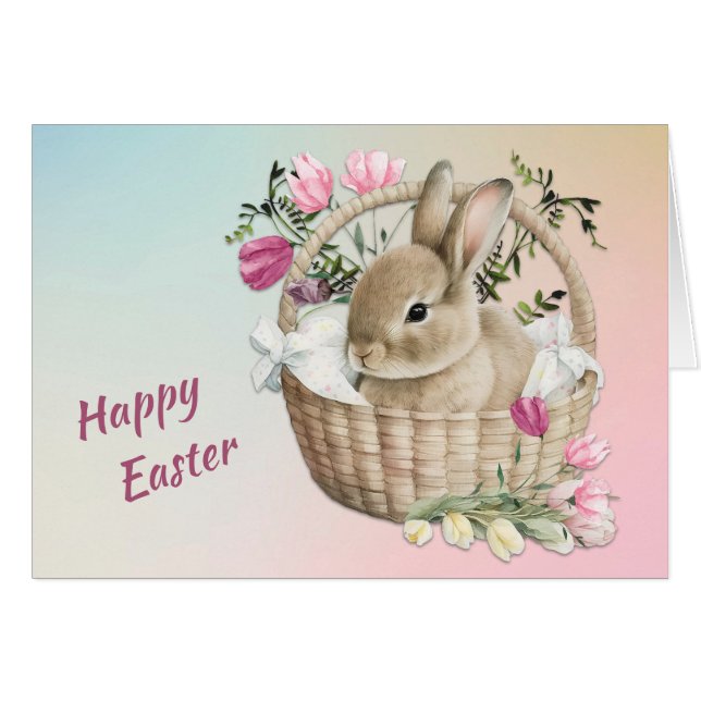 Joli Panier Floral Lapin de Pâques (Devant horizontal)
