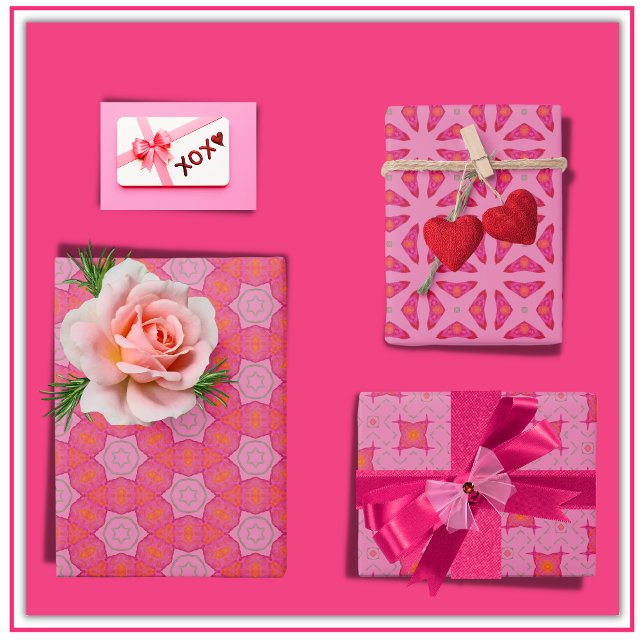 Joli papier à envelopper rose Plat Feuille Set de  (Add an extra layer of love with gorgeous gift wrap when celebrating life's special moments!)