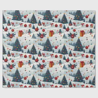 Joli papier cadeau à motif de sapins de Noël