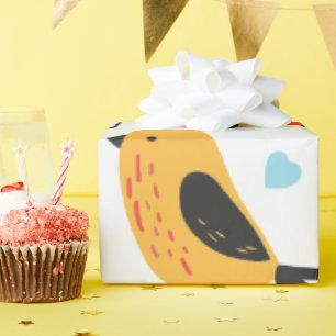 Joli papier cadeau à motif d'oiseaux fantaisistes