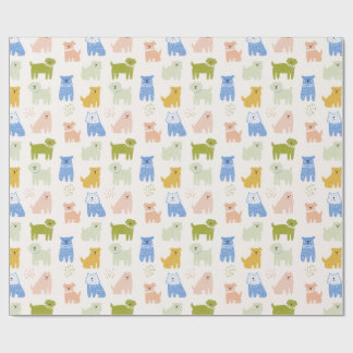 Joli papier cadeau aux crayons de couleur chiens