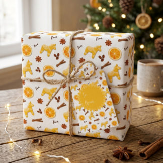 Joli papier cadeau de Noël au pain d'épice et aux