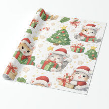 Joli papier cadeau de Noël avec des chats