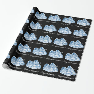 Joli papier cadeau pour Baby Shower chaussures ble