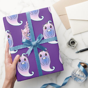 Joli papier d'emballage cadeau de fantôme violet p