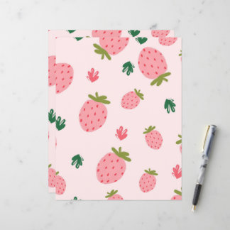 Joli papier scrapbooking à motif fraise rose