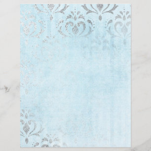 Joli papier scrapbooking vintage argent et bleu