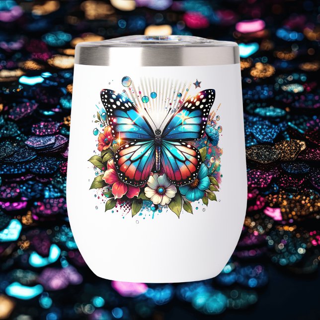 Joli papillon bleu et fleurs (Créateur téléchargé)