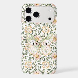 Joli Papillon Floral aux Feuilles Vertes Rose Blus