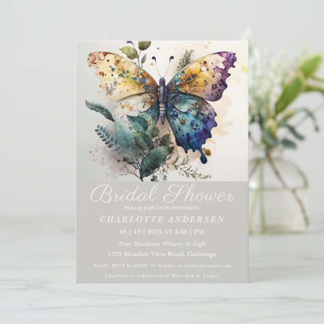 Joli papillon Jardin Bridal Douche Invitation (Debout devant)
