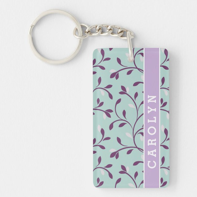 Joli pastel turquoise motif floral monogramme (Devant)