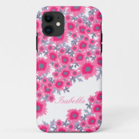 Joli pavot rose blanc damassé nom coque iphone