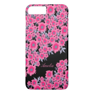 Joli pavot rose noir damassé nom coque iphone