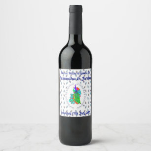 Joli Peacock Pair Étiquette de vin personnalisé