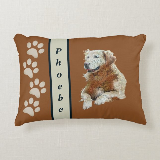 Joli Peint Golden Retriever Accent Coussin (Devant)