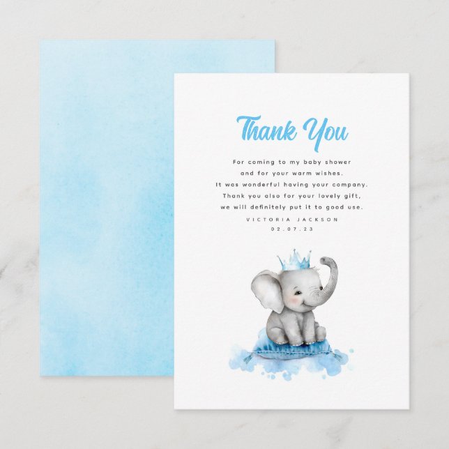 Joli petit bébé éléphant Prince Merci (Devant / Derrière)