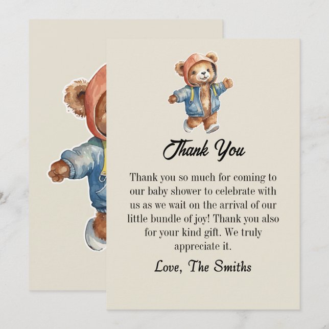 Joli petit Carte de remerciements en peluche (Devant / Derrière)