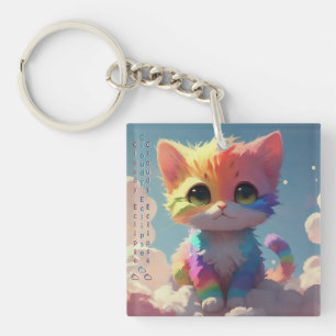 Joli petit chat arc-en-ciel sur un nuage