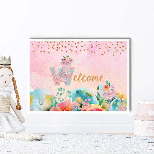 Joli Petit Cochon Affiche de bienvenue Chambre Enf (Créateur téléchargé)