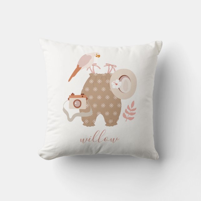 Joli Petit Explorer Boho Nom Baby Throw Oreiller (Recto)