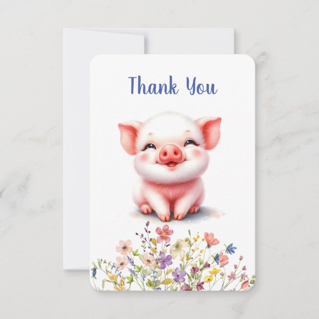 Joli petit Fleur sauvage de porc Carte de remercie (Devant)
