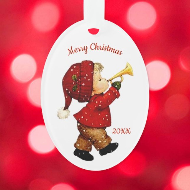 Joli petit garçon de Noël avec ornement acrylique  (Créateur téléchargé)