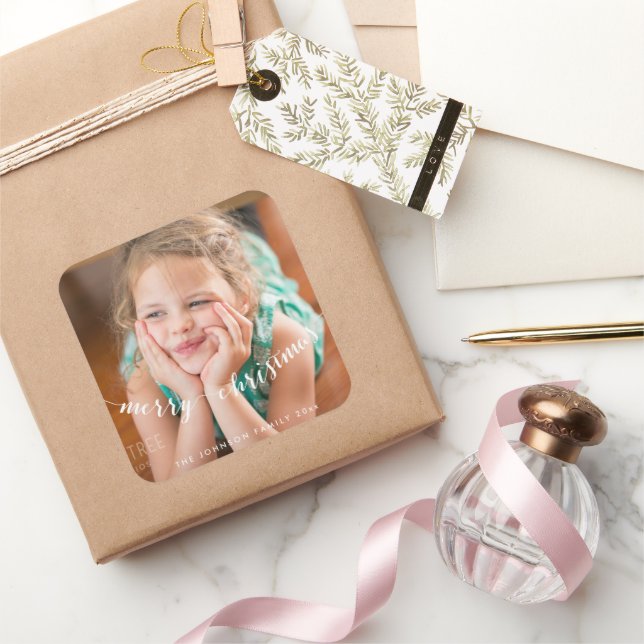Joli Photo Stickers Carré de Noël (Cadeaux)