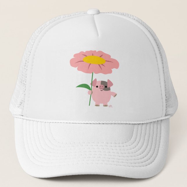 Joli Piglet Cartoon Avec Casquette Cadeau (Rose) (Devant)