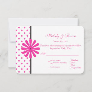 Joli pois roses et fleur mariage RSVP