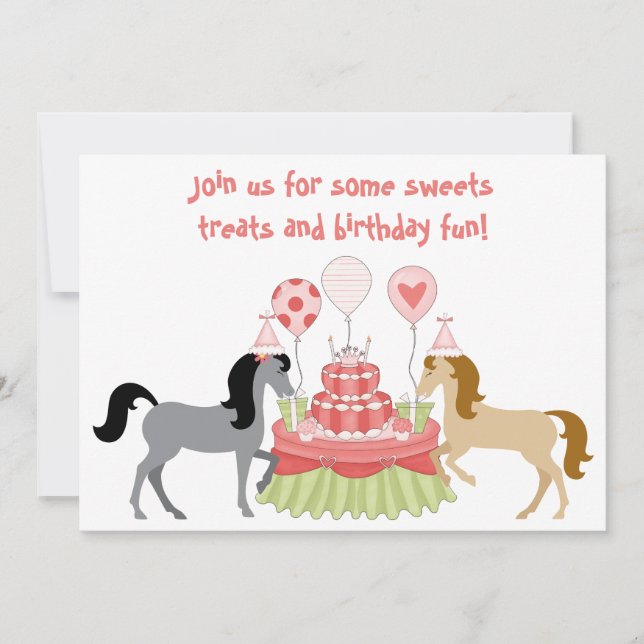 Joli Ponies Horse Invitation Anniversaire (Devant)