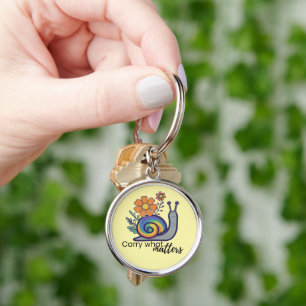 Joli porte-clés fleur retro arc-en-ciel escargot,