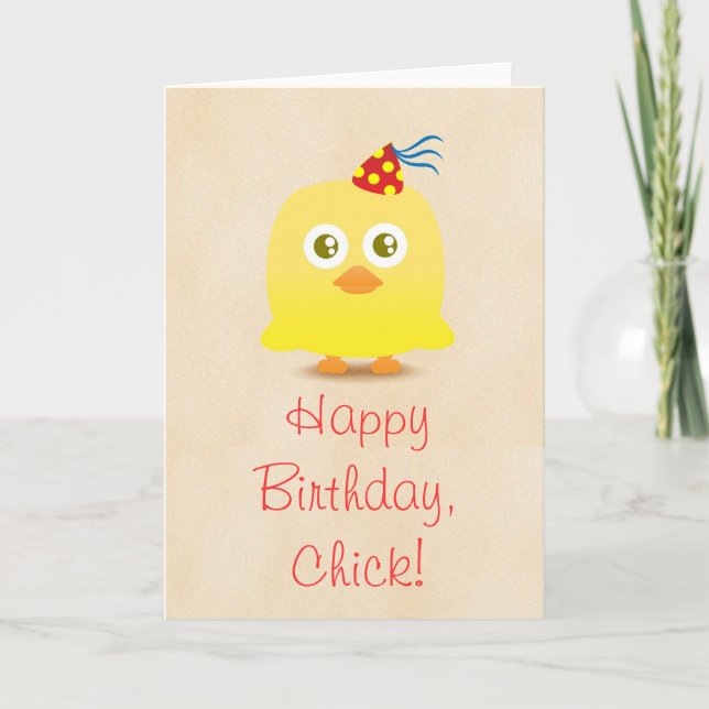 Joli poulet avec la carte d'anniversaire heureuse  (Devant)