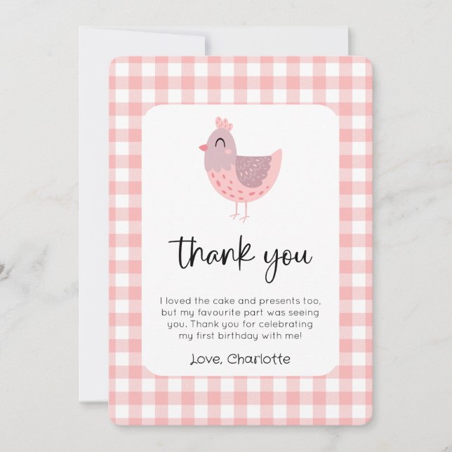 Joli poulet Carte de remerciements photo (Devant)