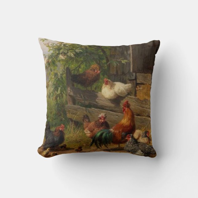 Joli poulet Vintage et coq coussin (Recto)