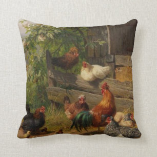 Joli poulet Vintage et coq coussin