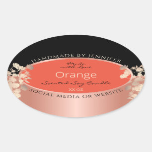 Joli produit Floral Étiquette Orange Rouge Rose Or