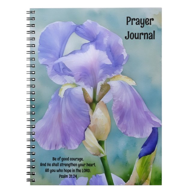 Joli Purple Iris Flower Art Prayer Journal (Devant)