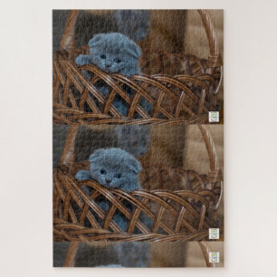 Joli puzzle bleu chaton.
