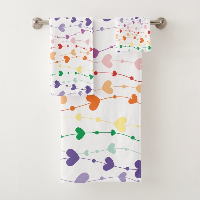 Joli Rainbow Hearts Motif Salle de bain pour enfan (En situation)