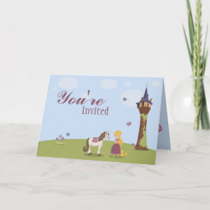 Joli rapunzel tour fille invitation de fête d'anni