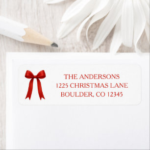 Joli Red Bow Joyeux Noël Adresse de retour