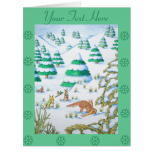 joli renard et lapin scène de neige de noël
